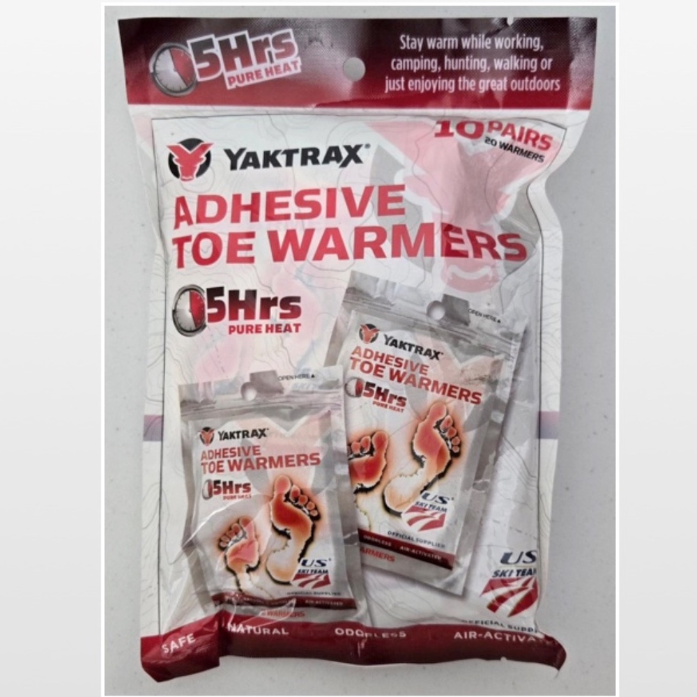 New Yaktrax Toe Warmers Unisex 10 Pairs Adhesive Air Activated Natural NWT